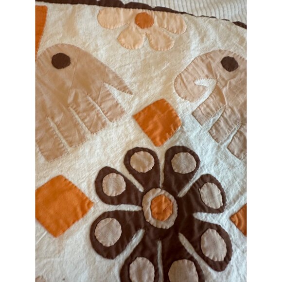 Hand-Embroidered Otomi Elephant Floral Patchwork Cotton Pillow Cover 17” Read - Picture 8 of 11